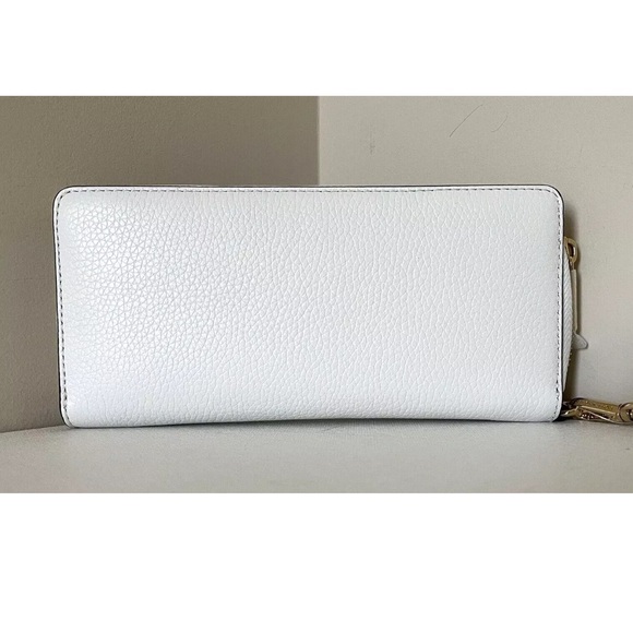 New Michael Kors Jet Set Large Travel Continental Wallet Leather Optic White - Picture 2 of 5